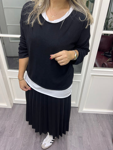 A02135 kolyeli ikili standart beden triko