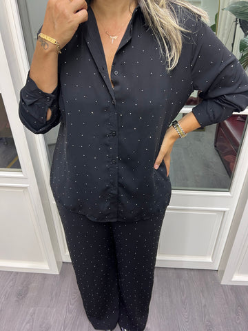 A02053 taşlı Crep kumaş gömlek