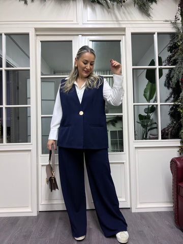 A02230 lacivert tek düğme yelek