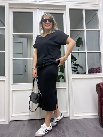 A01812 modal kumaş likralı siyah takım