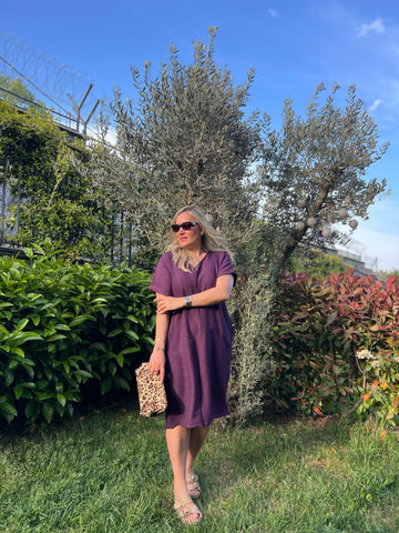 A02476 purple V-neck ayrobin with necklace