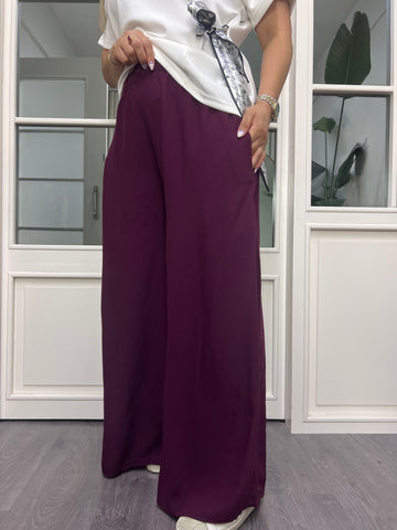 A02607 viskon kumaş cepli bol kesim pantolon