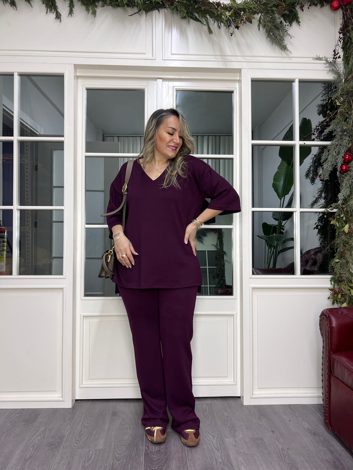 A02359 bordo modal kumaş likralı takım