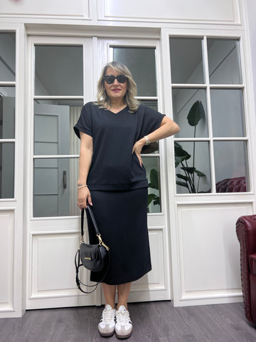 A01812 modal kumaş likralı siyah takım