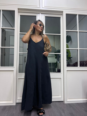 A02014 askılı tensel kumaş maxi elbise