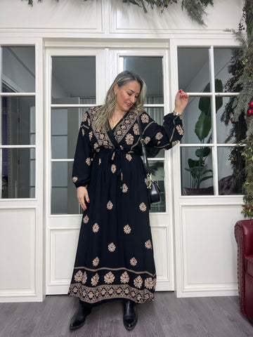 A02334 kruvaze beli lastikli elbise