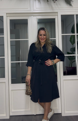 A02308 siyah gömlek premium elbise