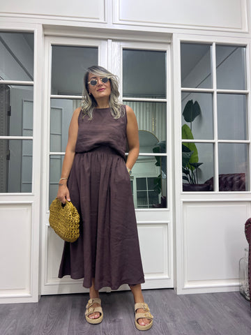 A02019 kahve tensel kumaş takım