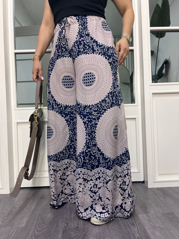 A02628 beli lastikli bol kesim cepli pantolon