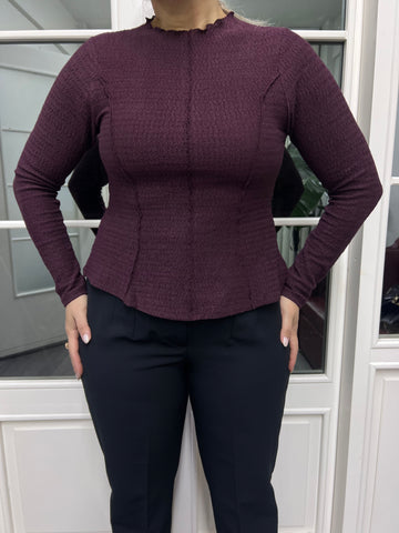 A02187 bordo likralı bluz