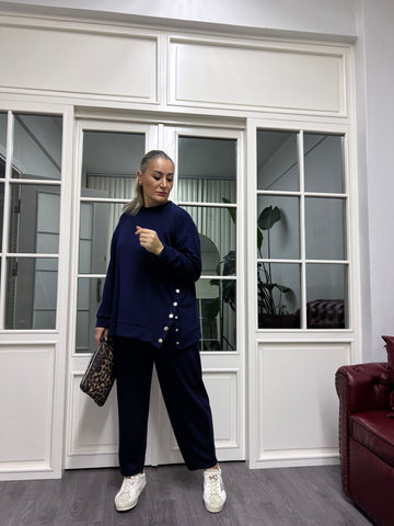 A02184 lacivert çıtçıtlı modal kumaş eşofman takımı