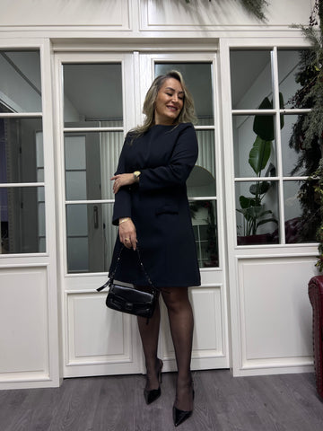 A02256 siyah  fiyonklu elbise