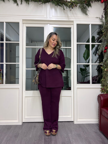 A02359 bordo modal kumaş likralı takım