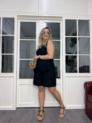 A02587 beli lastikli ayrobin şort takım