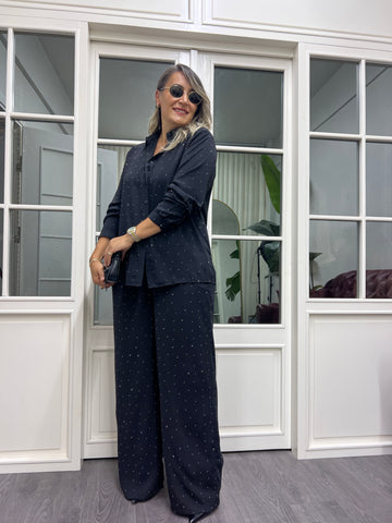 A02053 taşlı Crep kumaş gömlek