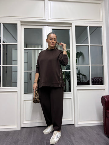 A02183 kahve modal kumaş eşofman takımı