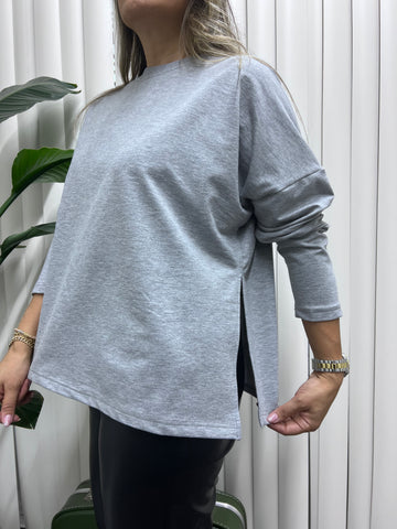 A01516 gri yırtmaçlı sweat