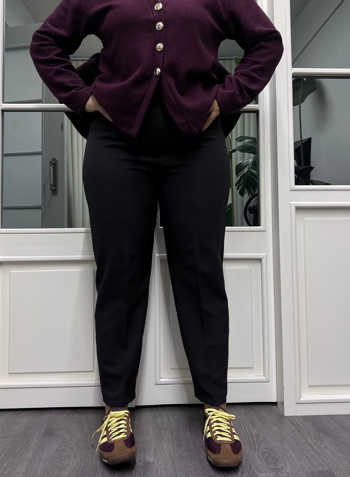 A02158 yüksek bel pensli kahve pantolon