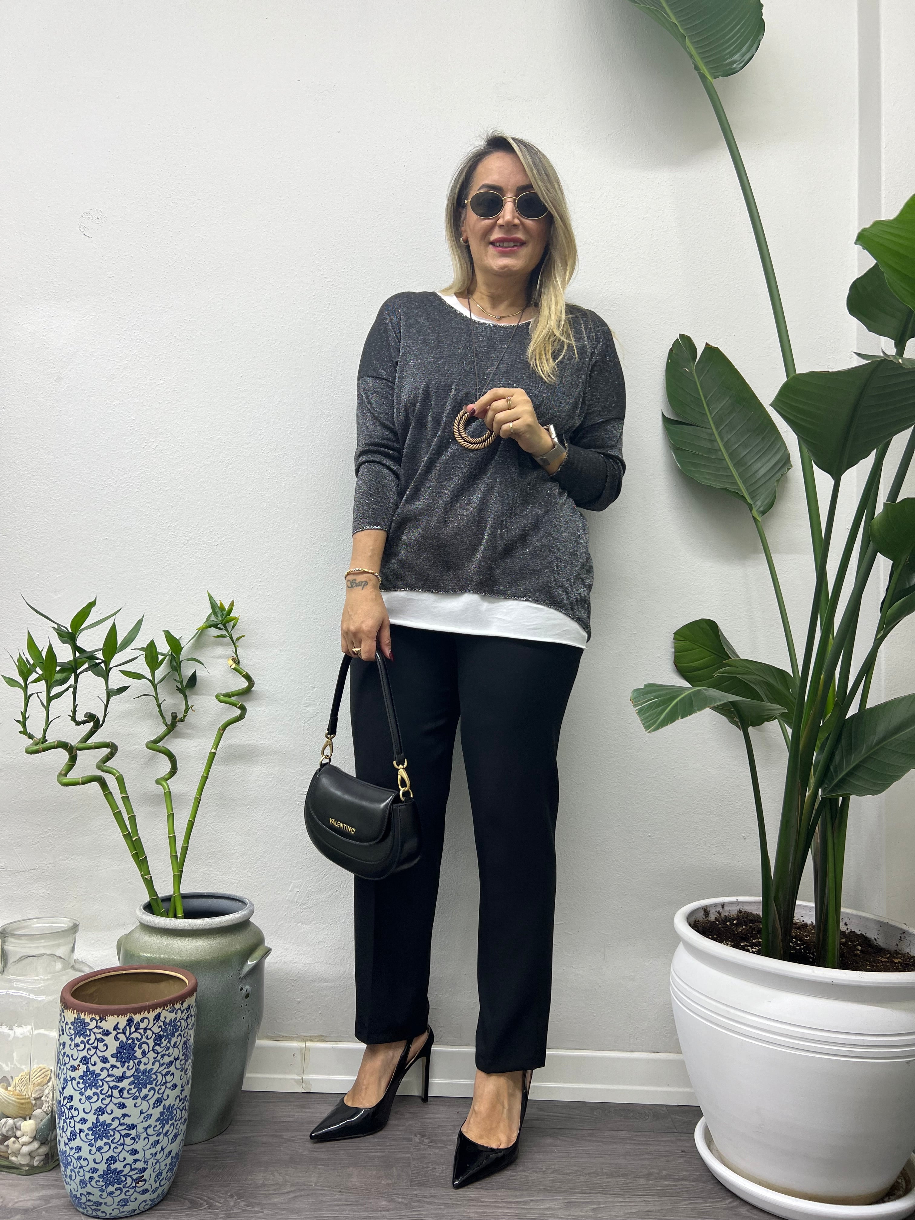 A01696 simli içi askılı standart bluz