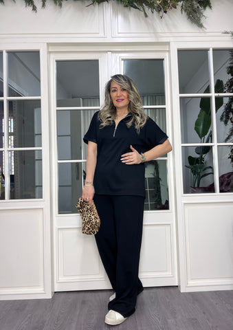 A02387 yakası fermuarlı modal kumaş likralı takım