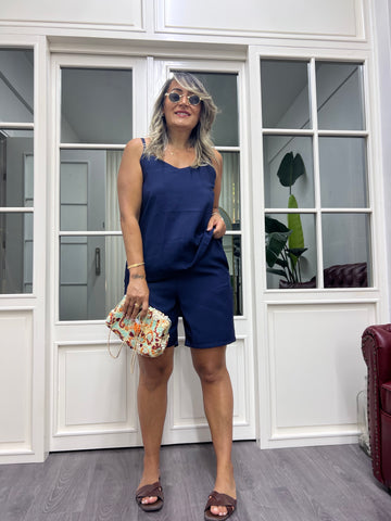 A01993 lacivert askılı tensel kumaş takım