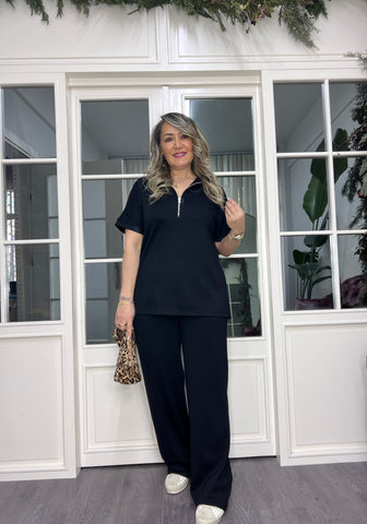 A02387 yakası fermuarlı modal kumaş likralı takım