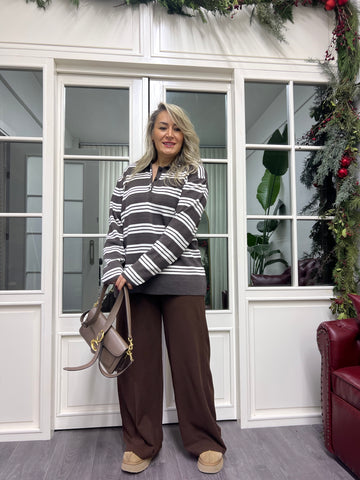 A02217 çizgili standart beden triko kazak