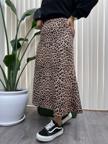 A01456 beli lastikli leopar etek