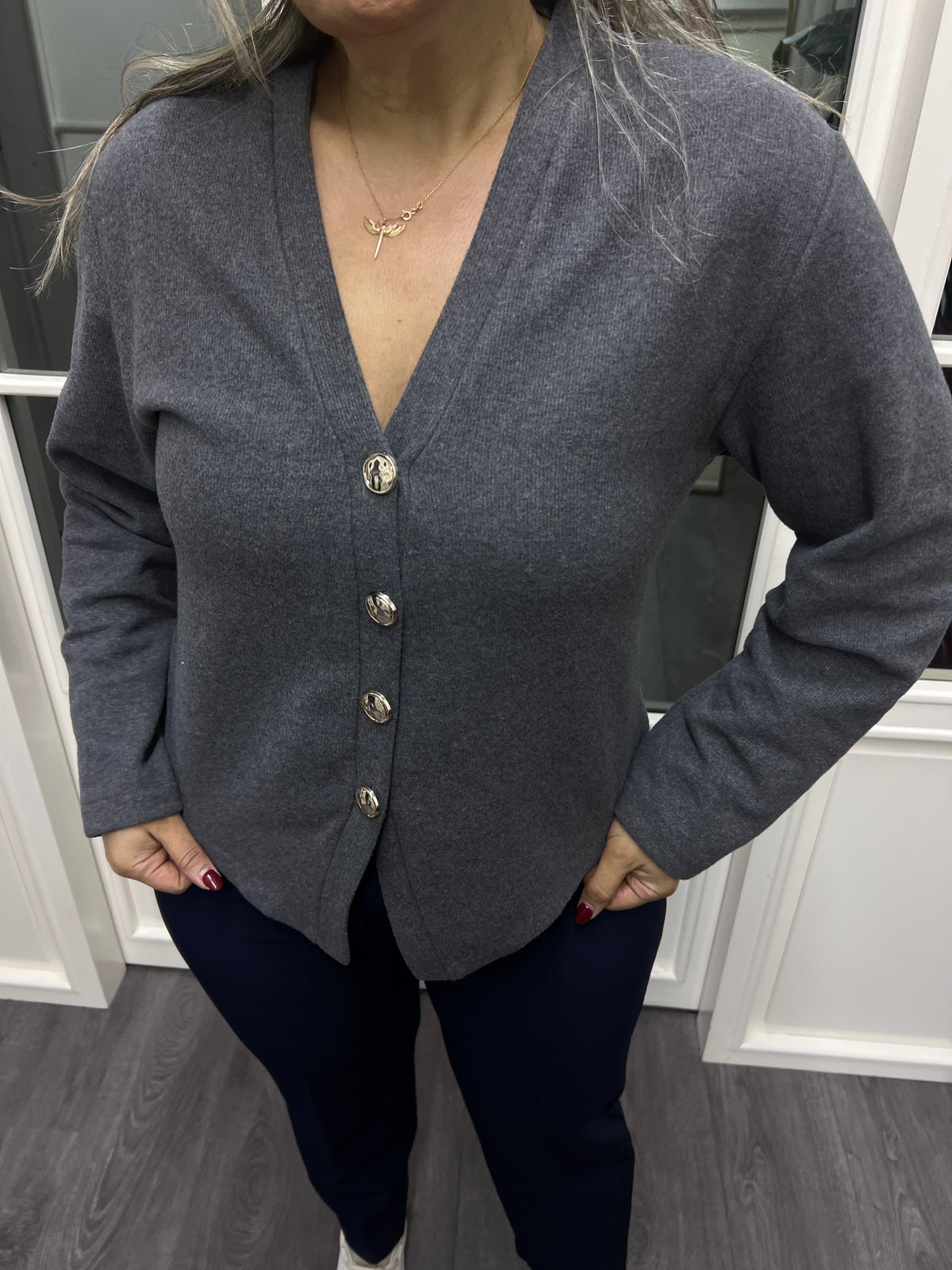 A02160 gri triko hırka