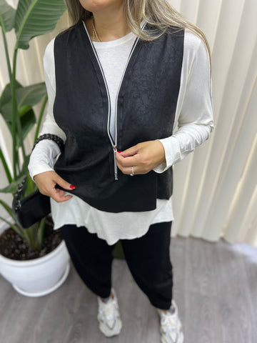 A01432 fermuarlı ikili takım bluz