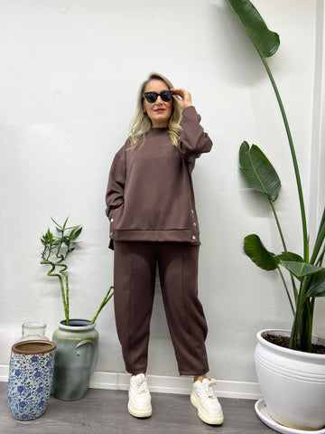 A01601 kahve likralı modal kumaş eşofman