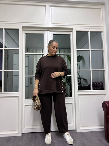 A02183 kahve modal kumaş eşofman takımı