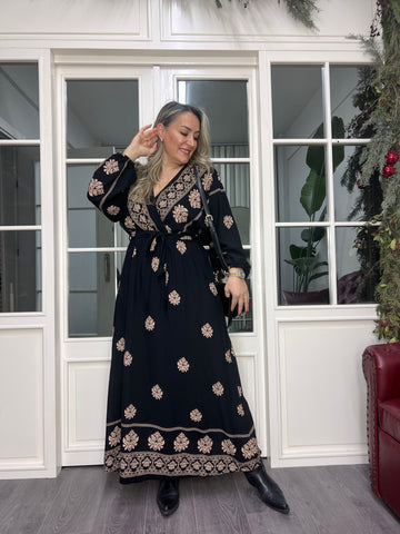 A02334 kruvaze beli lastikli elbise