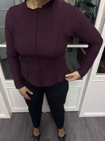 A02187 bordo likralı bluz