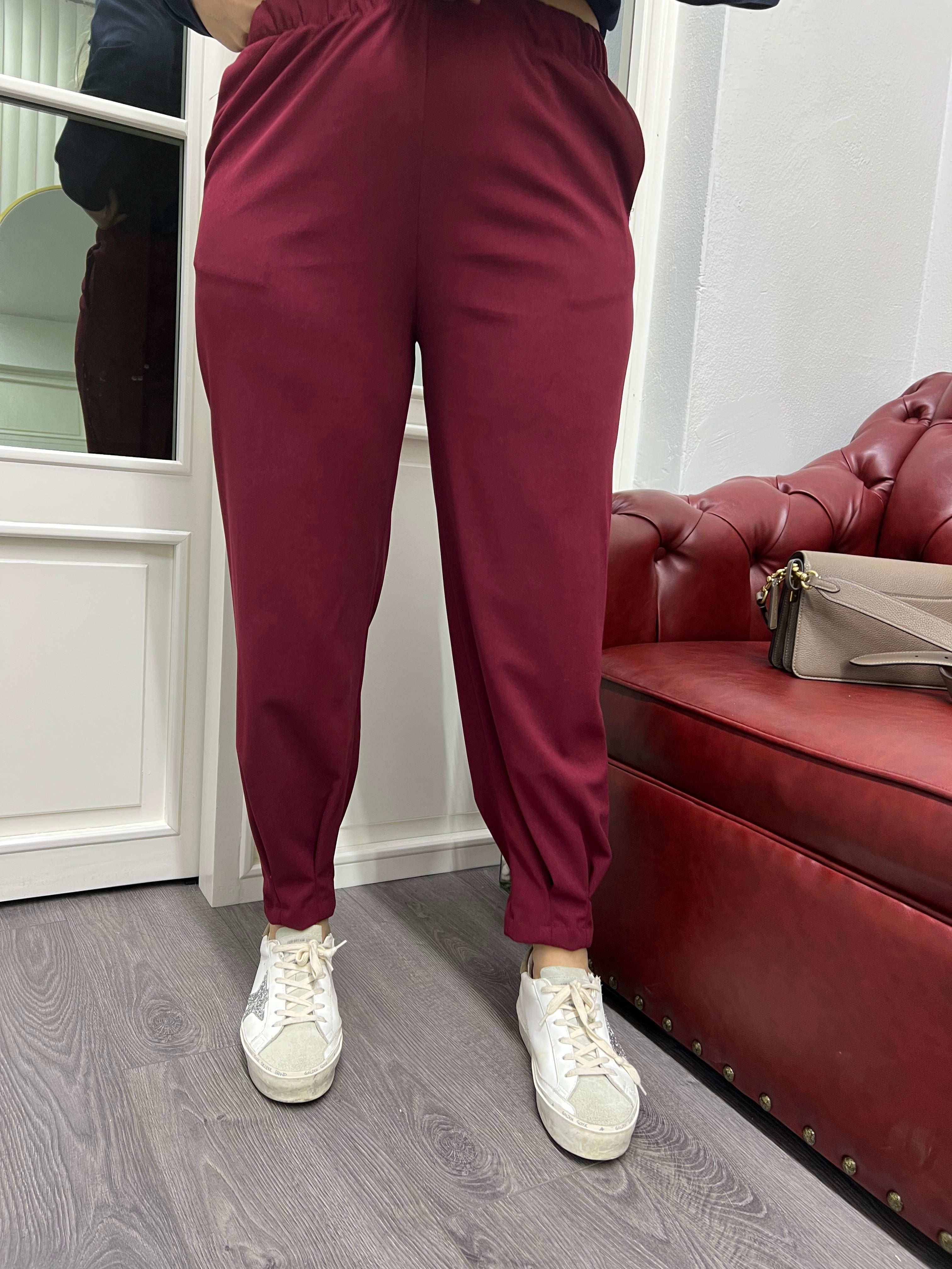A01736 bordo paçası pensli likralı pantolon