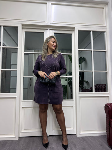 A02157 nubuk zımbalı elbise