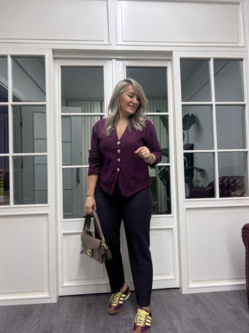 A02159 bordo fitilli triko hırka