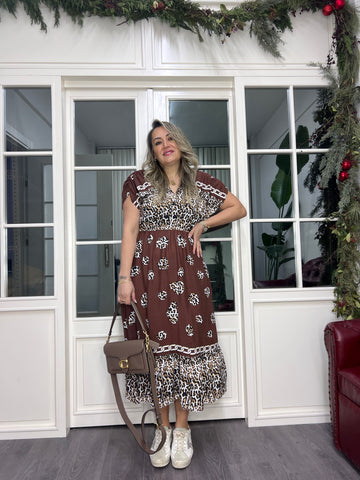 A02400 beli lastikli ön arka v yaka midi elbise