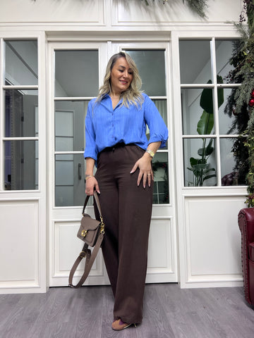 A02288 beli lastikli canvas pantolon