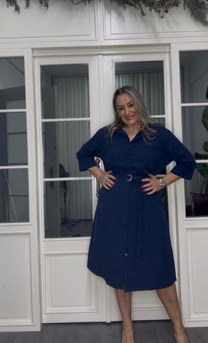 A02311 lacivert premium gömlek elbise