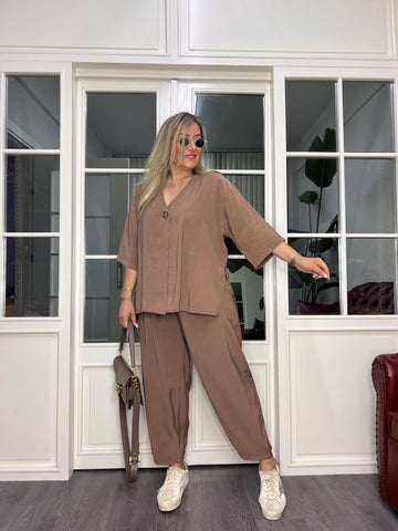 A02636 tensel dökümlü kumaş crep takım