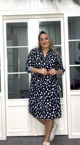 A02319 siyah beyaz viskon kumaş elbise