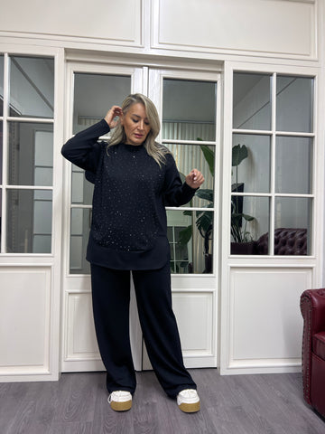 A02180 taşlı likralı modal kumaş sweat