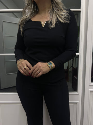 A01635 önü metal Likralı bluz