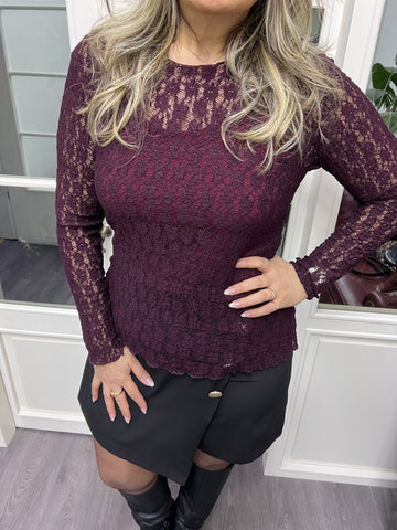 A02254 bordo dantelli bluz