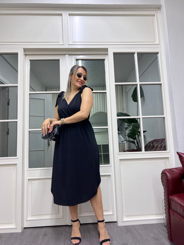 A01891 omuzları bağlamalı beli lastikli likralı elbise