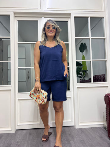 A01993 lacivert askılı tensel kumaş takım