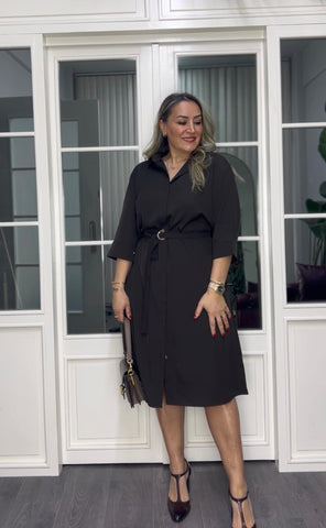 A02309 kahve premium gömlek elbise