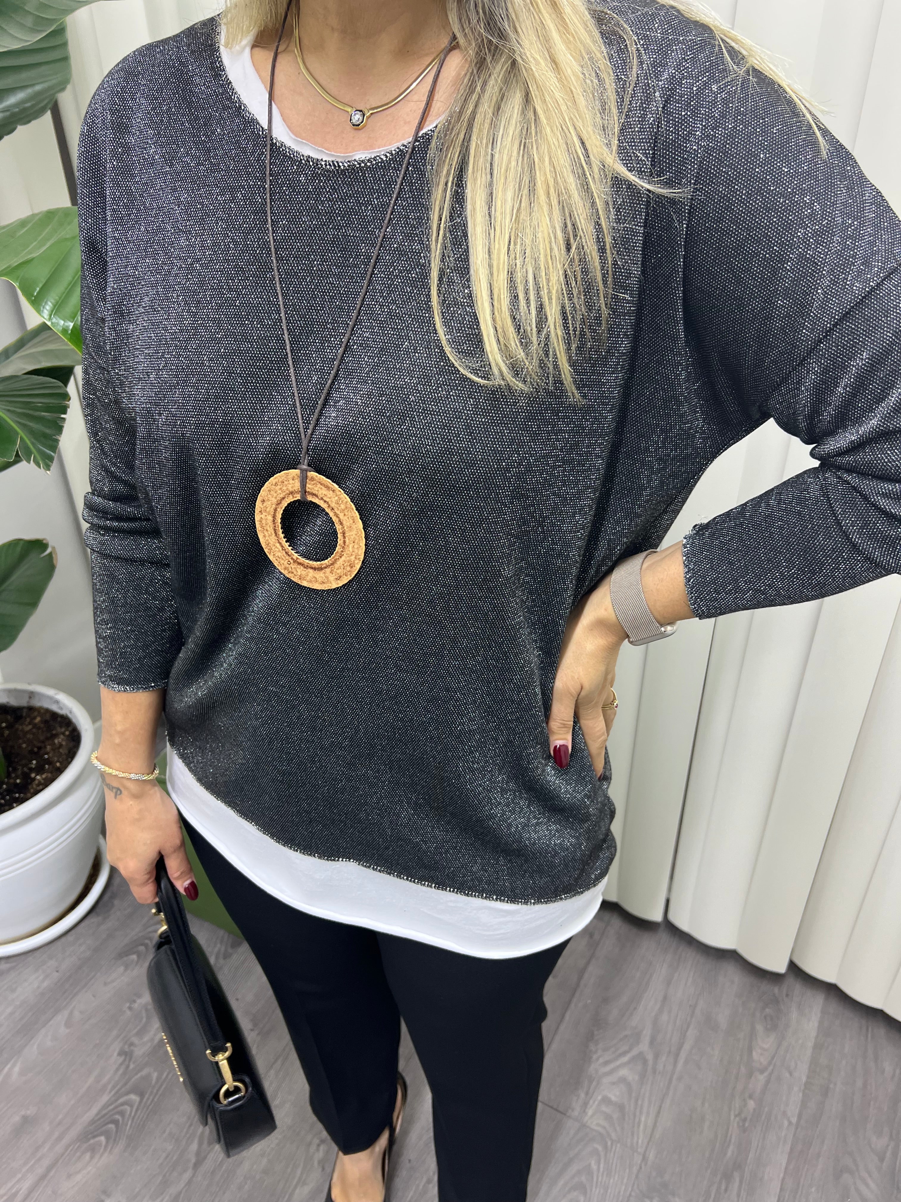 A01696 simli içi askılı standart bluz