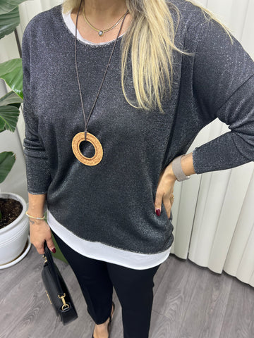 A01696 simli içi askılı standart bluz